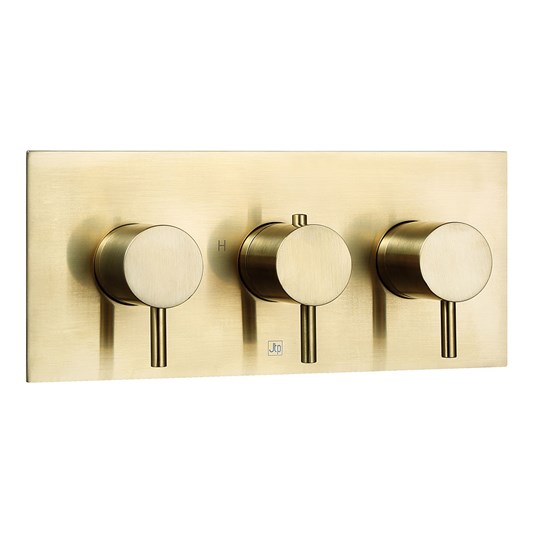 VOS 3 Outlet Horizontal Concealed Thermostatic Shower Valve - Brushed Brass