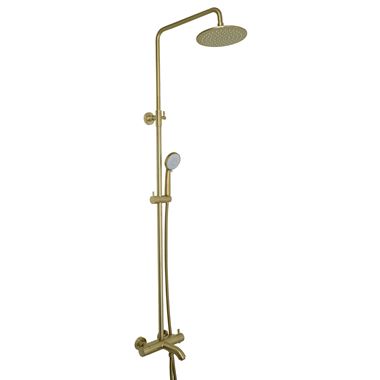 VOS Exposed 3 Outlet Rigid Riser Thermostatic Shower Set - Brushed Brass