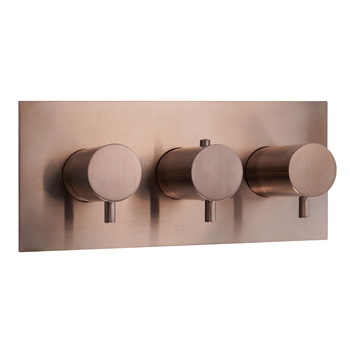 VOS 2 Outlet Concealed Thermostatic Shower Valve - Brushed Bronze (3 Handles)