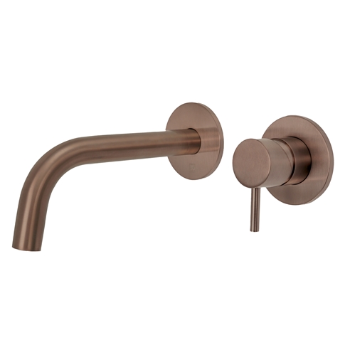 VOS Single Lever 200mm Wall Mounted Basin Mixer - Brushed Bronze