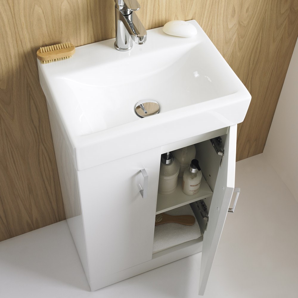 Waste Essentials 450mm Bathroom Vanity Unit /& Basin Sink Floorstanding Gloss White Tap