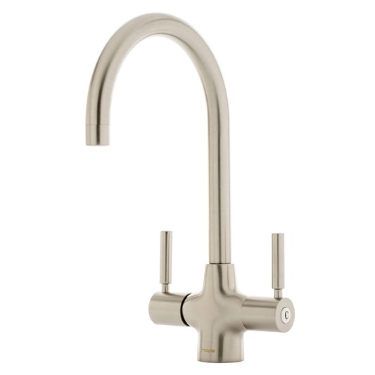 Caple Washington Twin Lever WRAS Approved Mono Kitchen Mixer - Brushed Nickel