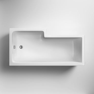 Drench L Shaped Shower Bath & Panel - Right Hand - 1700mm