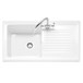 Caple Wiltshire 1 Bowl White Ceramic Kitchen Sink with Reversible Drainer - 1010 x 525mm