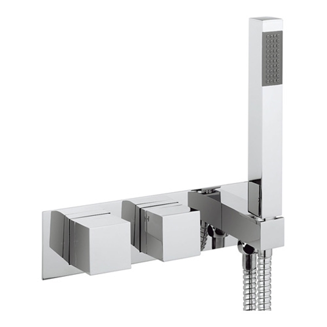 Crosswater Water Square Wall Mounted 2 Outlet Concealed Thermostatic Shower Valve with Handset