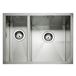 Caple Zero 1.5 Bowl Inset or Undermount Brushed Stainless Steel Sink & Waste Kit with Left Hand Small Bowl - 596 x 450mm