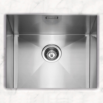 Caple Zero 1 Bowl Inset or Undermount Brushed Stainless Steel Sink & Waste Kit - 500 x 450mm