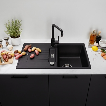 Blanco Zia 45 S Compact 1.5 Bowl Inset Silgranit Composite Kitchen Sink & Waste with Reversible Drainer - 780 x 500mm