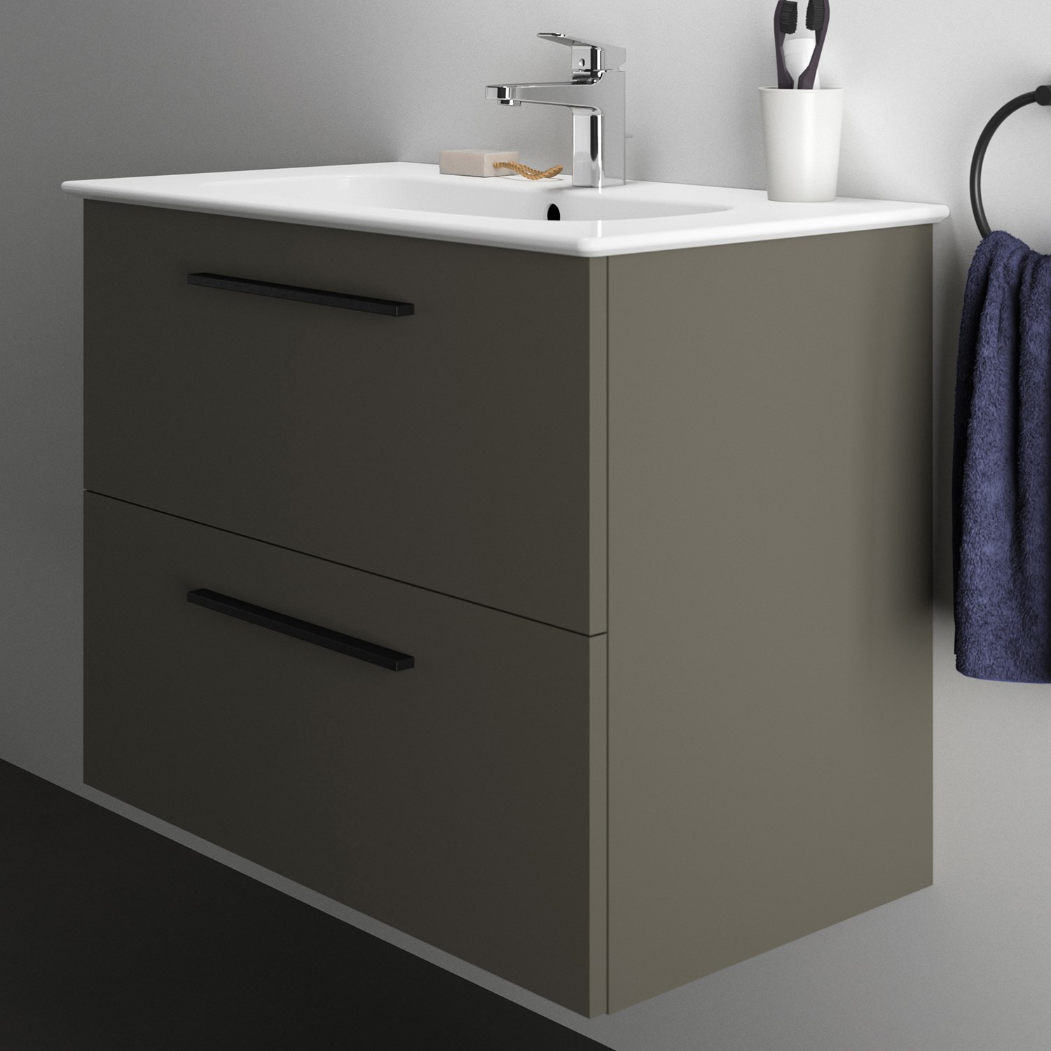 Ideal Standard i.life A 840mm Wall Mounted 2 Drawer Vanity Unit & Basin