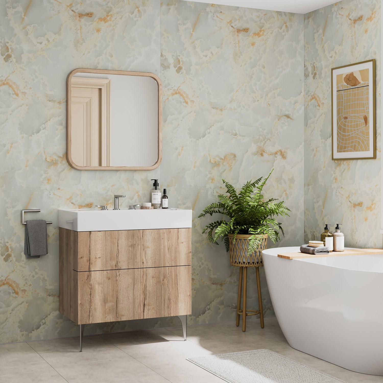 Showerwall Onyx Pearl Hydrocore Laminate Bathroom Wall Panel