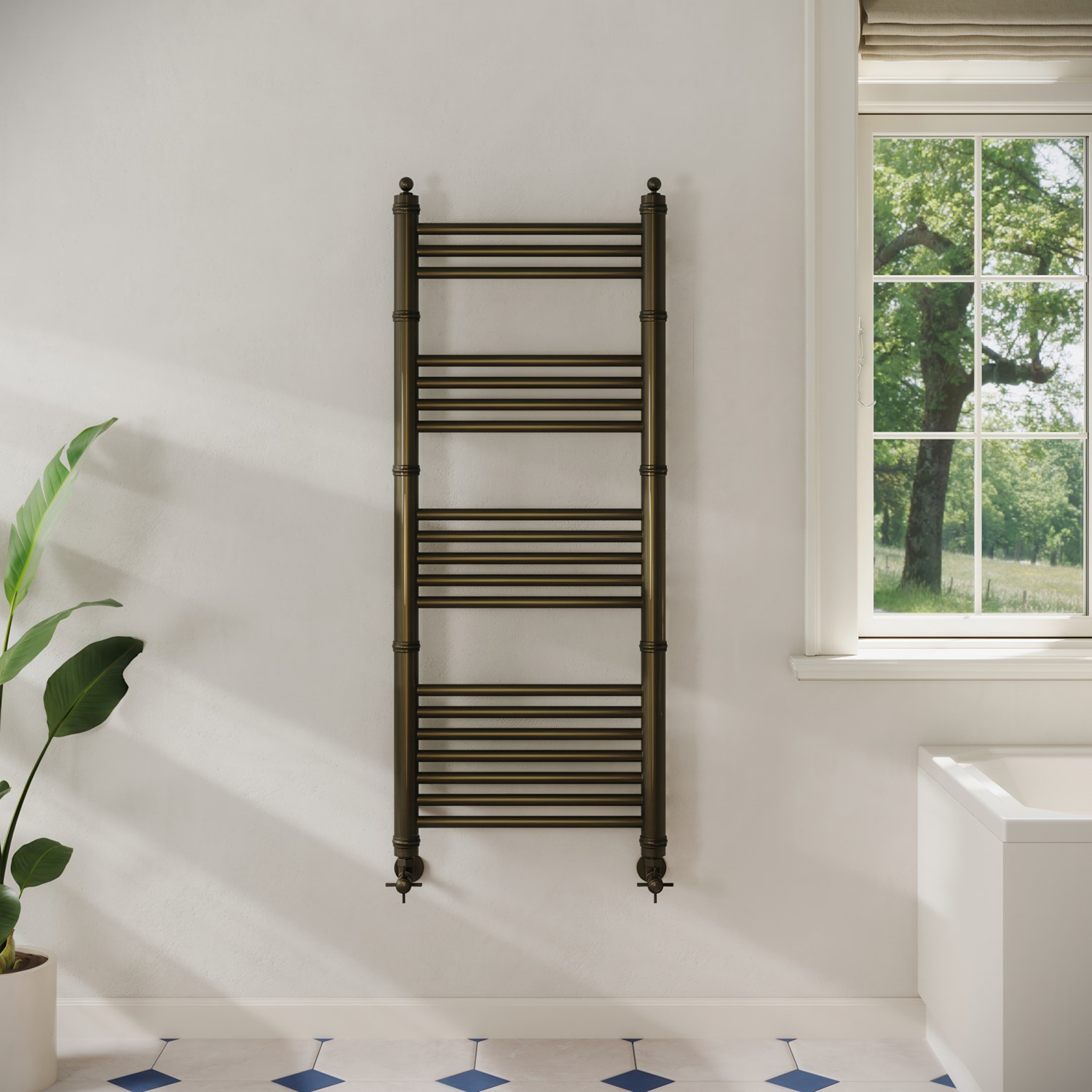 Traditional Ladder Radiator Toasty Vale Antique Brass Traditional Ladder Heated Towel Rail | Tap ...