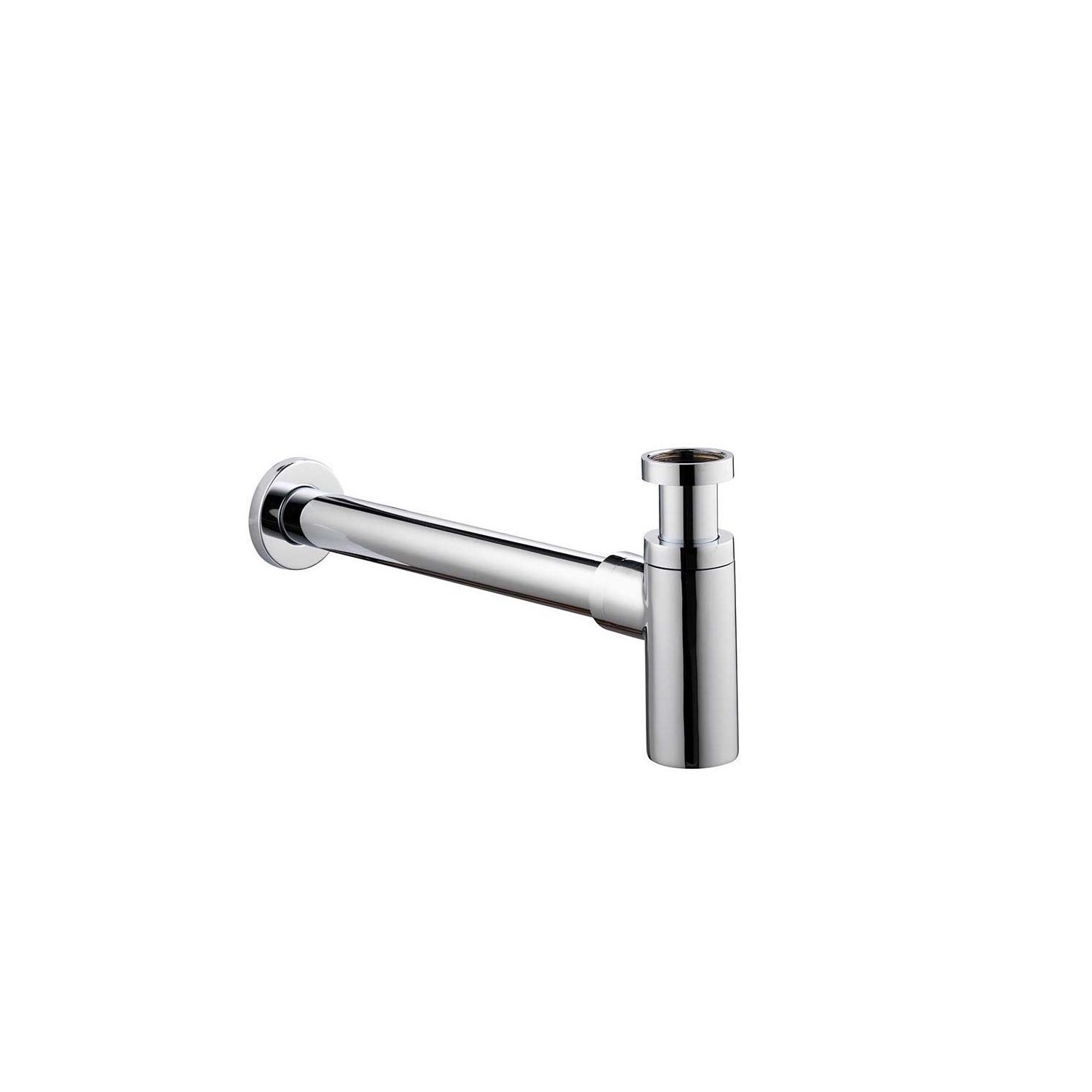 Minimalist 1.25 Inch Chrome Bottle Trap Pipe