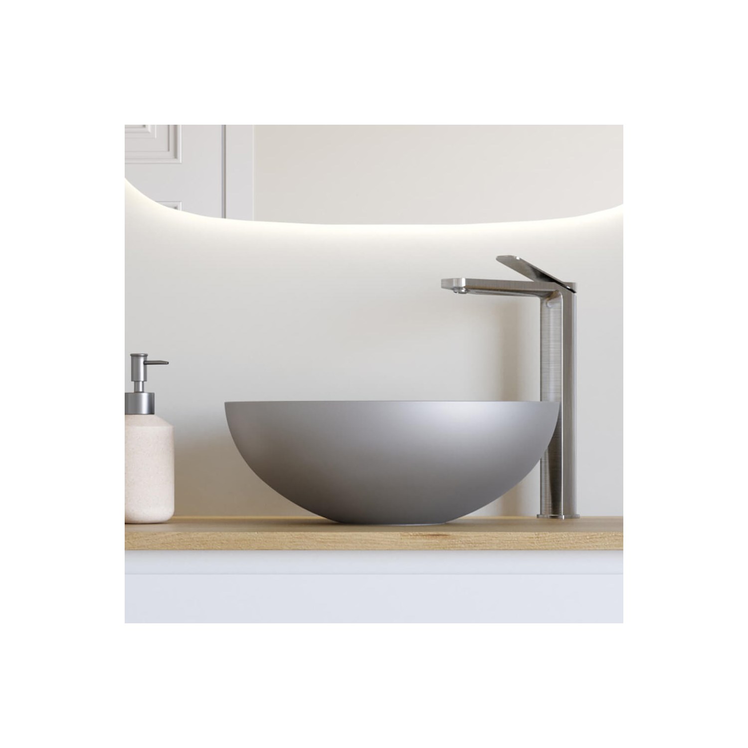 Crosswater Circus Brushed Nickel 400mm Round Countertop Basin