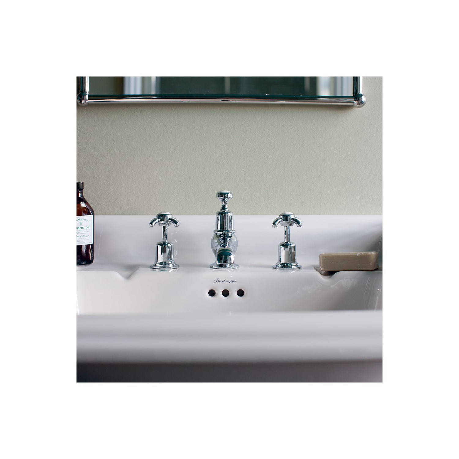 Burlington Anglesey 3 Tap Hole Basin Mixer with Pop-up Waste