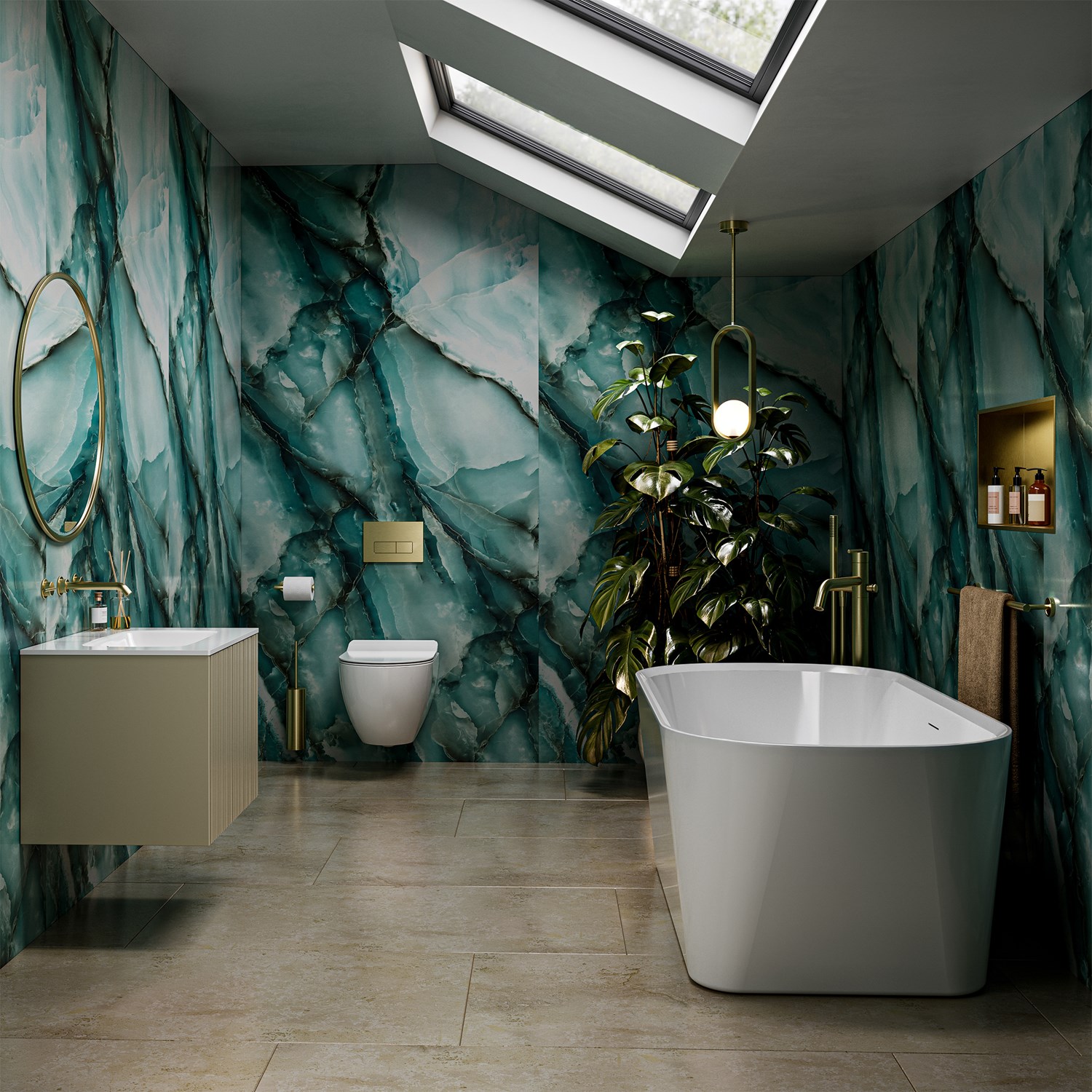 Showerwall Onyx Ocean Hydrocore Laminate Bathroom Wall Panel