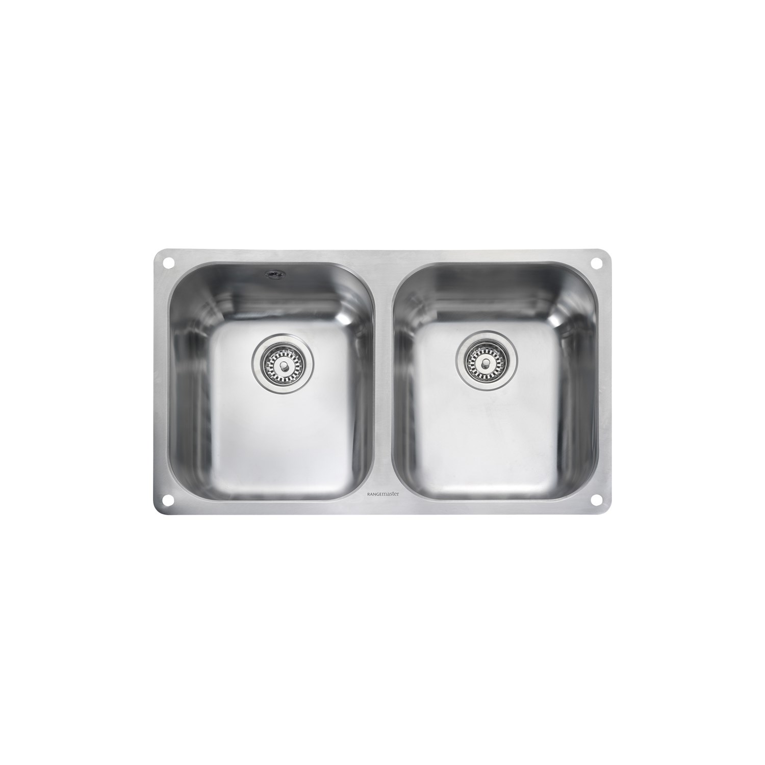 Rangemaster Atlantic Classic 2 Bowl Brushed Stainless Steel Undermount Sink & Waste Kit -