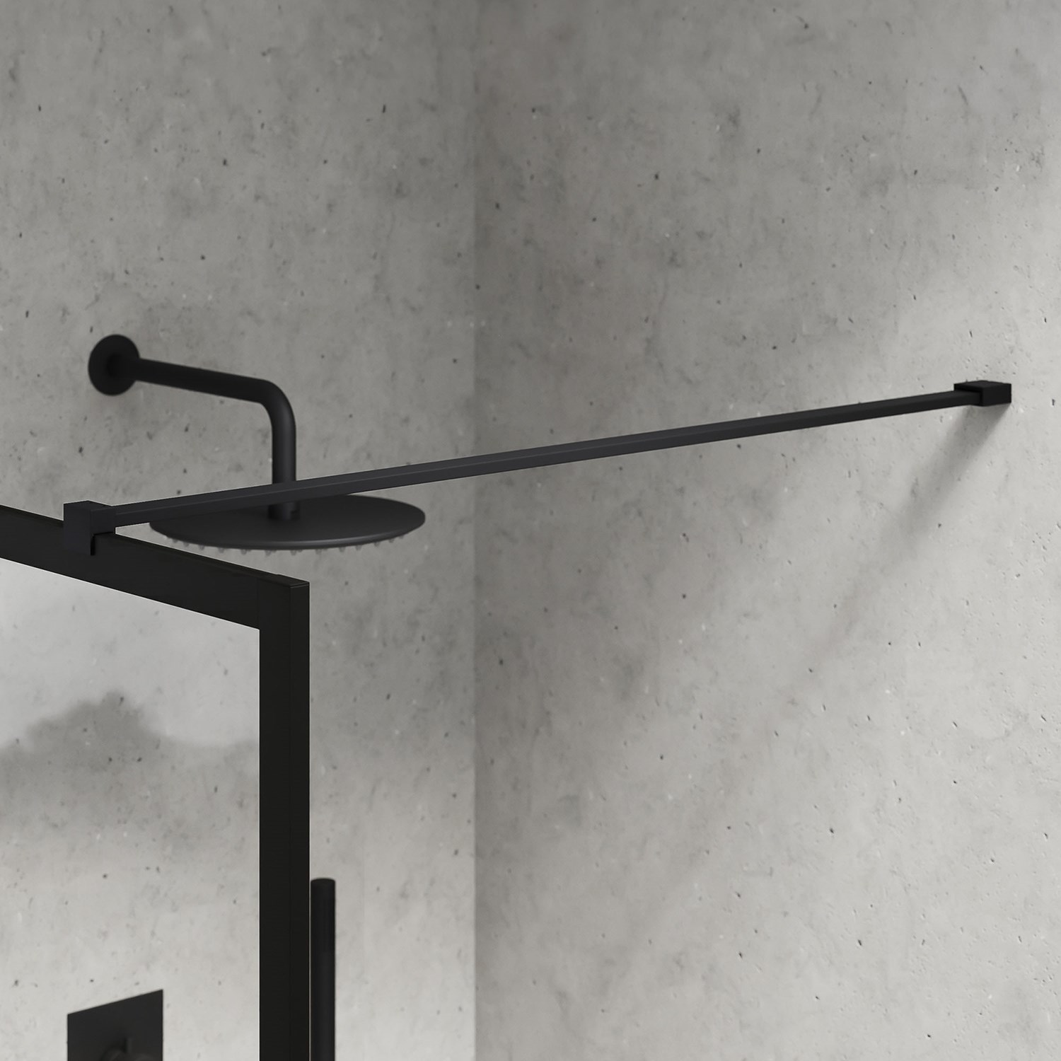Harbour Matt Black Flat Support Arm for Wetroom Panels