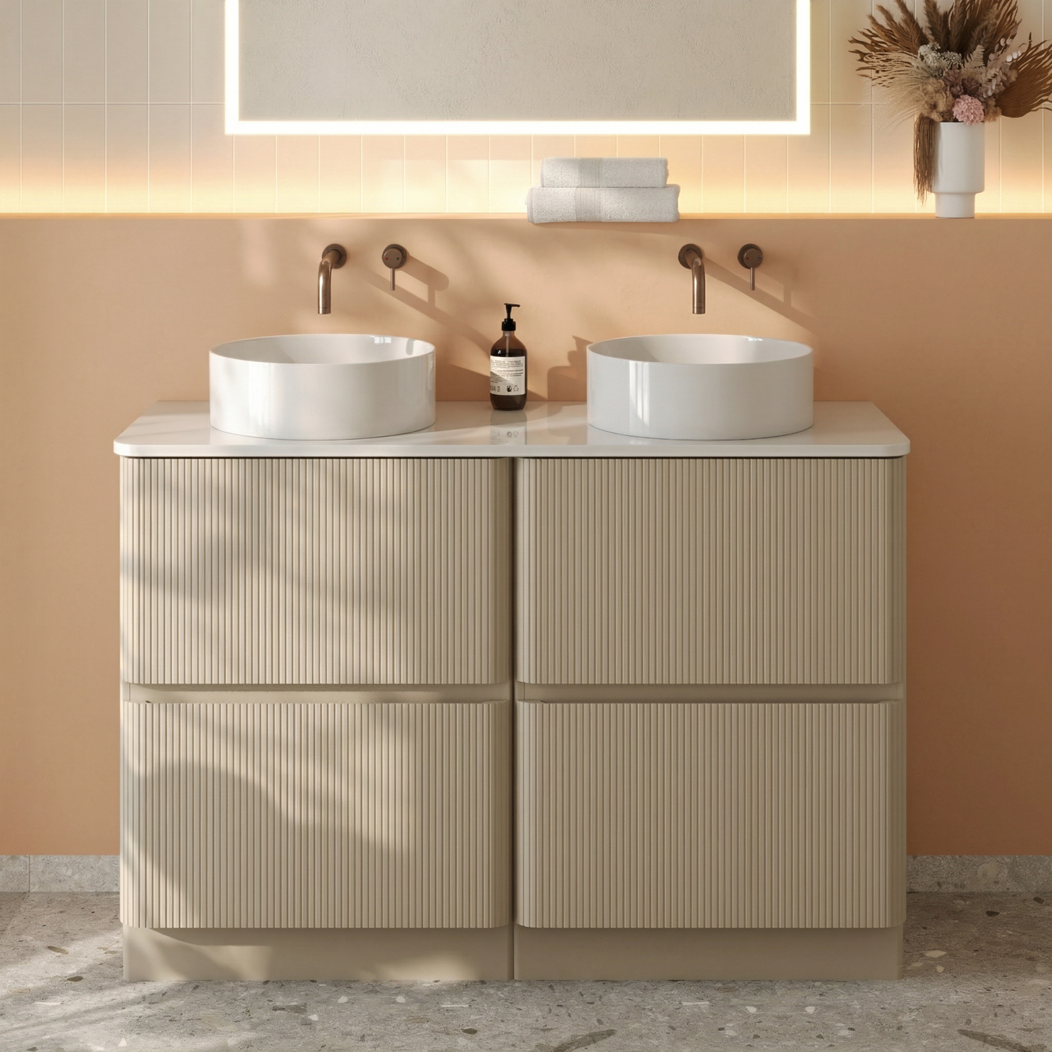 Drench Origin 1200mm Fluted Floorstanding Vanity Unit & Countertop
