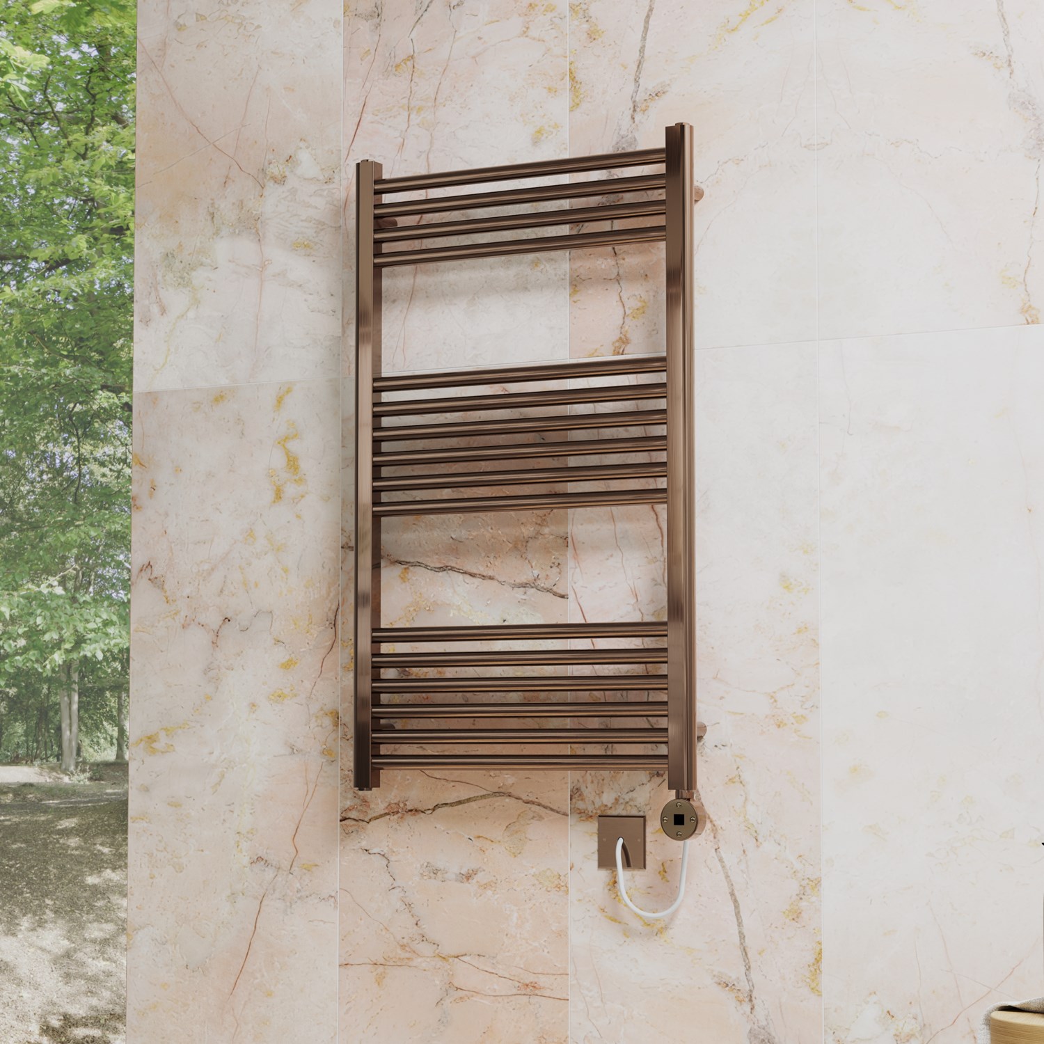 Toasty Glow Premium Brushed Bronze 25mm Electric Heated Towel Rail with Heating Element