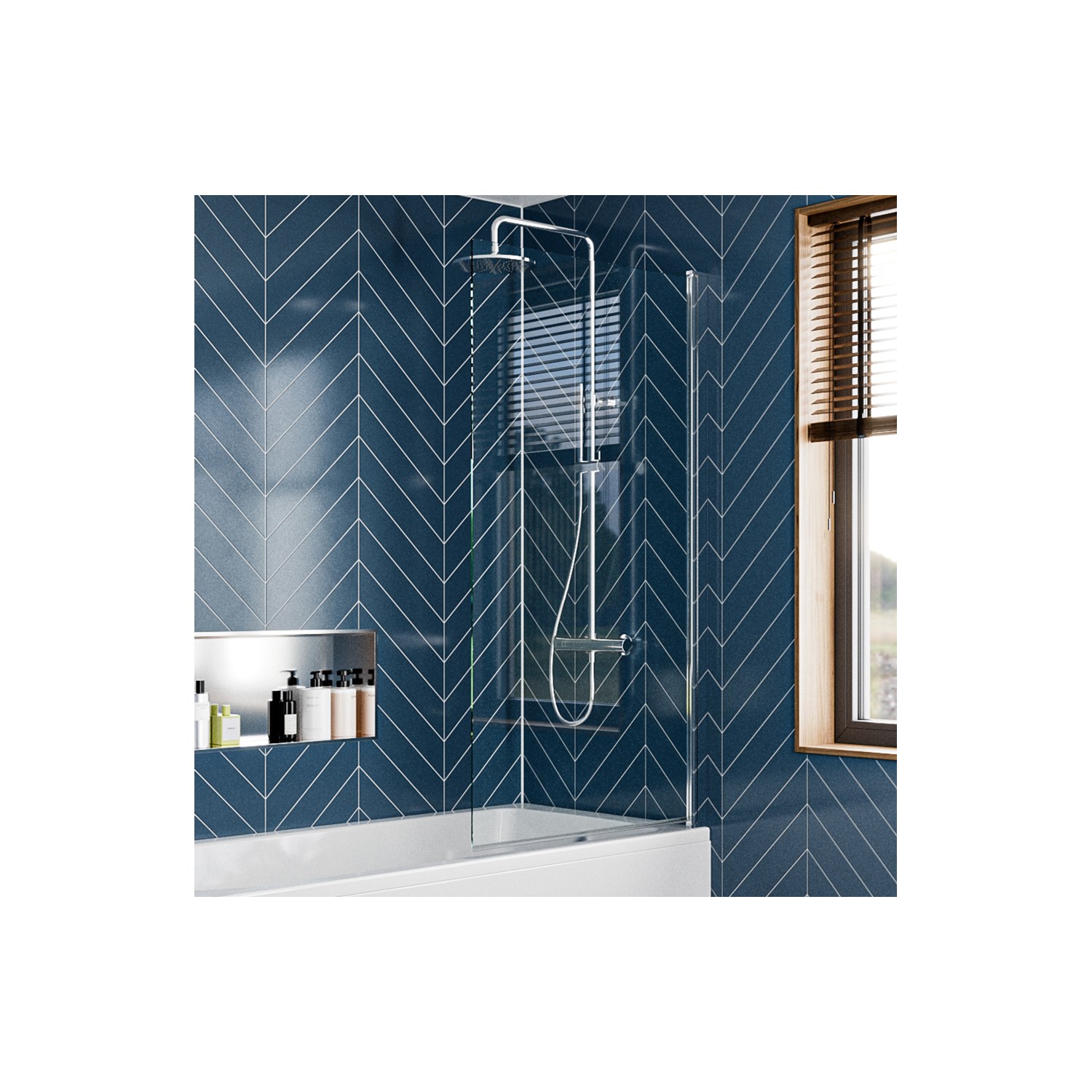 Clear 6 6mm Easy Clean Single Hinged Bath Screen 1500 x 800mm