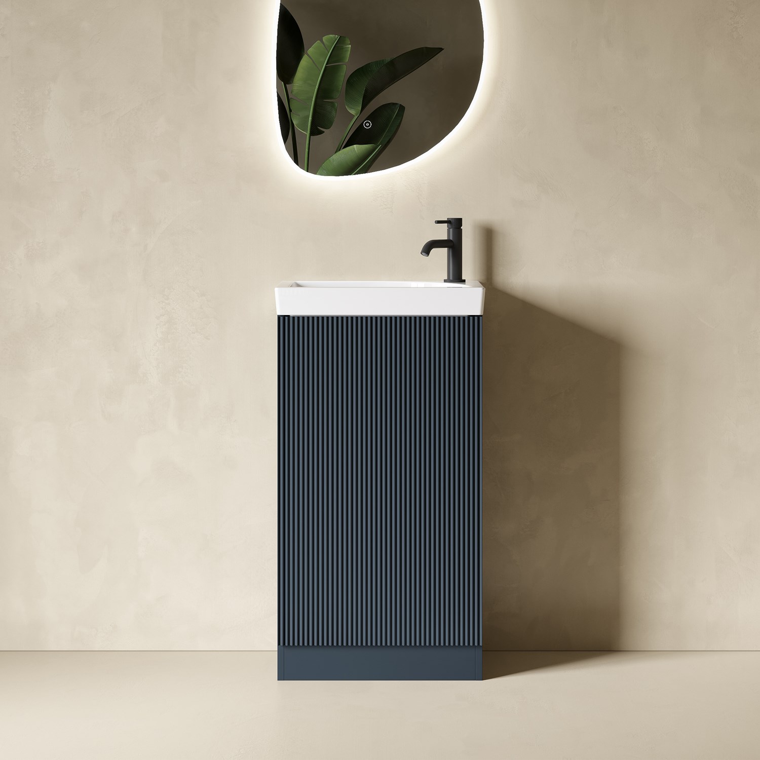 Drench Groove 460mm Fluted Floorstanding Cloakroom Vanity Unit & Basin