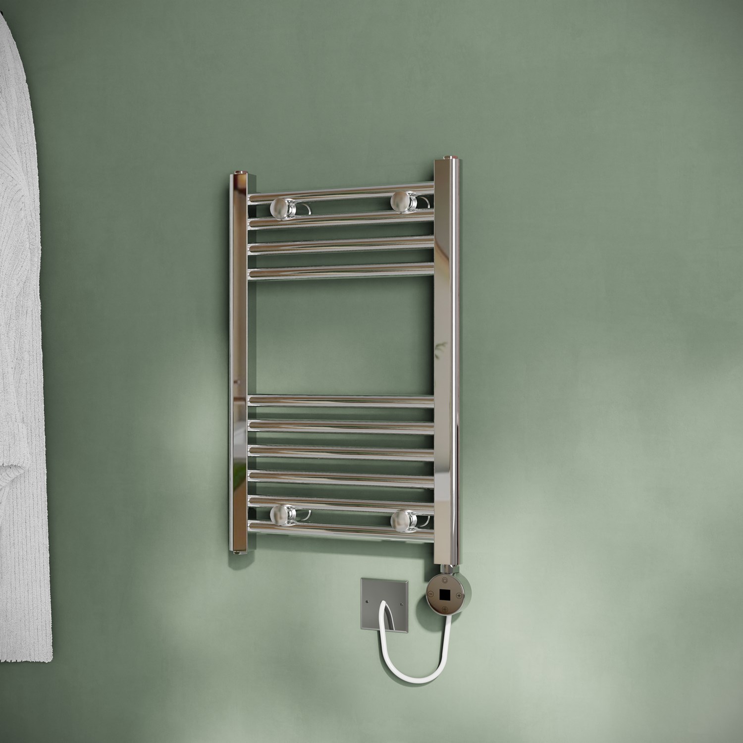 Toasty Glow Chrome 22mm Electric Heated Ladder Towel Rail with Heating Element