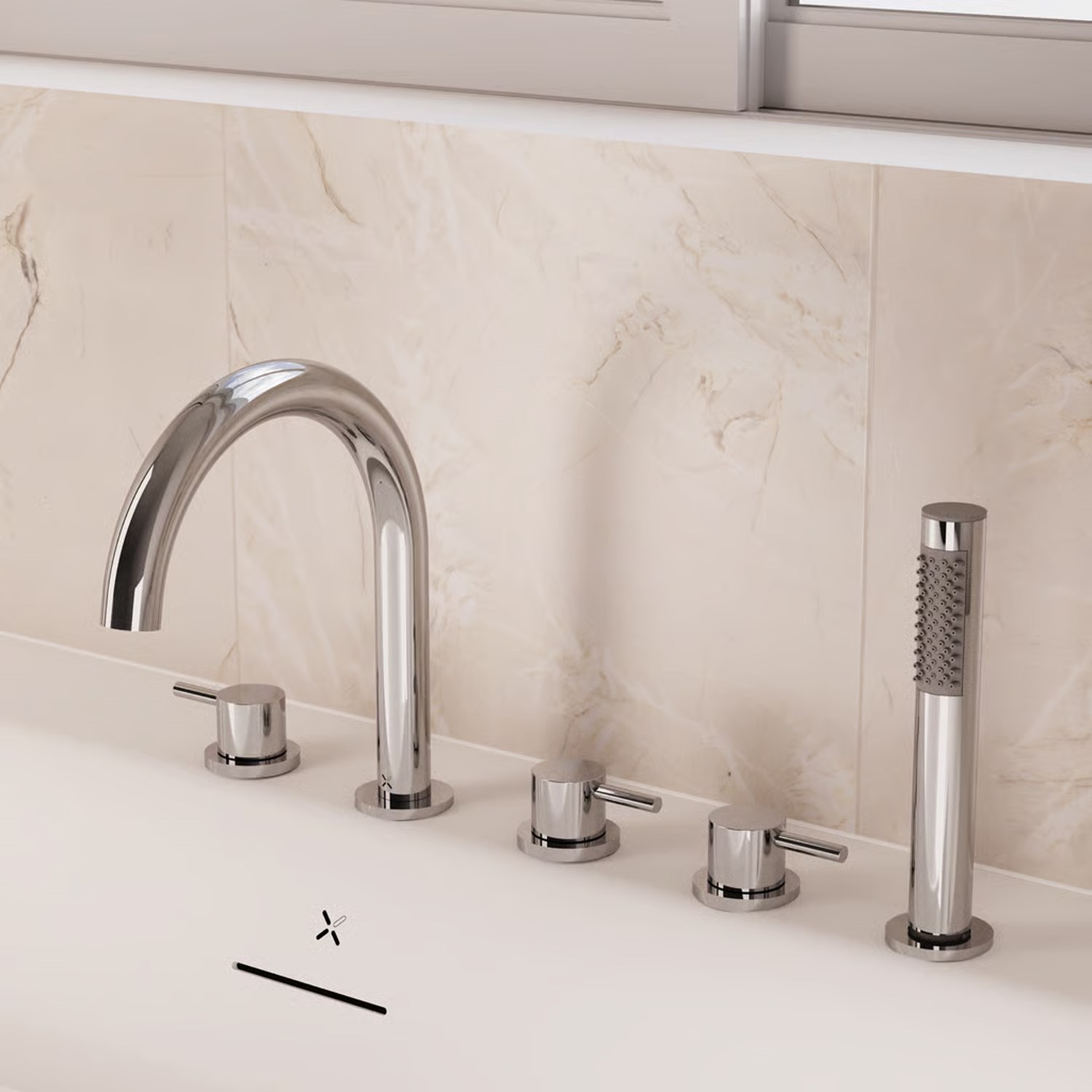 Crosswater MPRO 5 Hole Deck Mounted Bath Shower Mixer Set