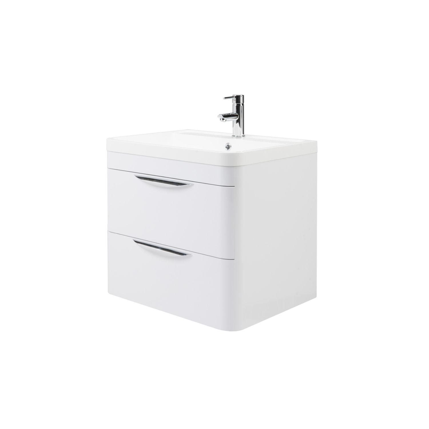 Harbour Grace 600mm Wall Mounted Vanity Unit with Polymarble Basin - White Gloss