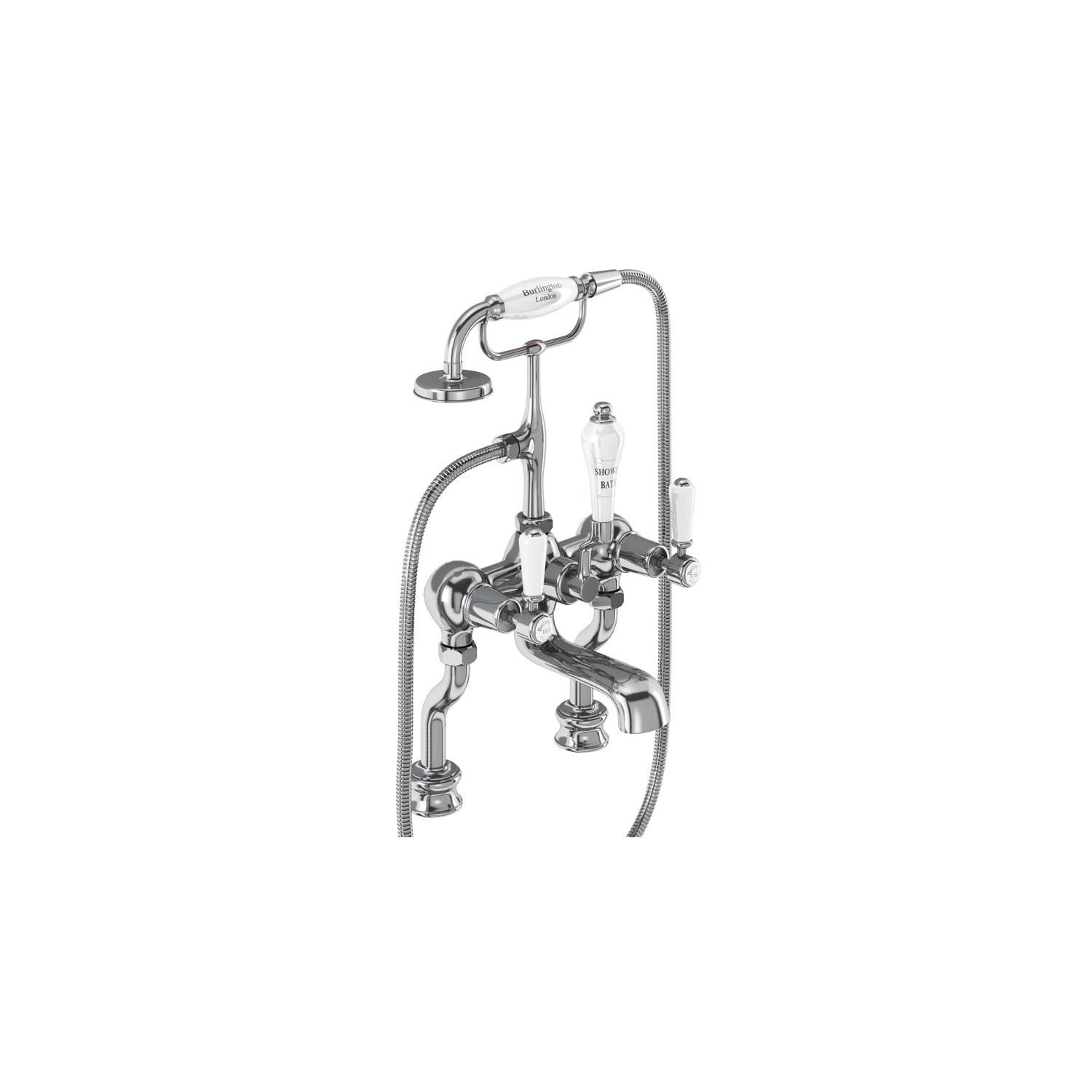 Burlington Kensington Regent Tall Deck Mounted Bath Shower Mixer with Straight Valves
