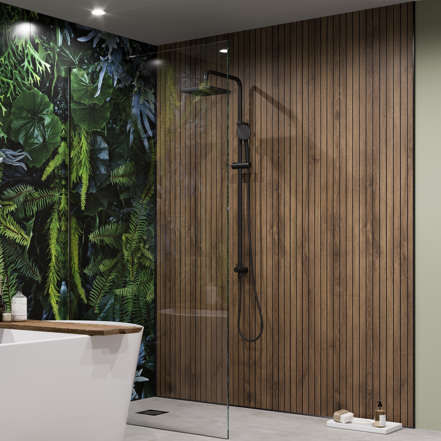 Arcade Matt Walnut Laminate Ply Wood Proclick Bathroom Wall Panel 2400 x 600mm