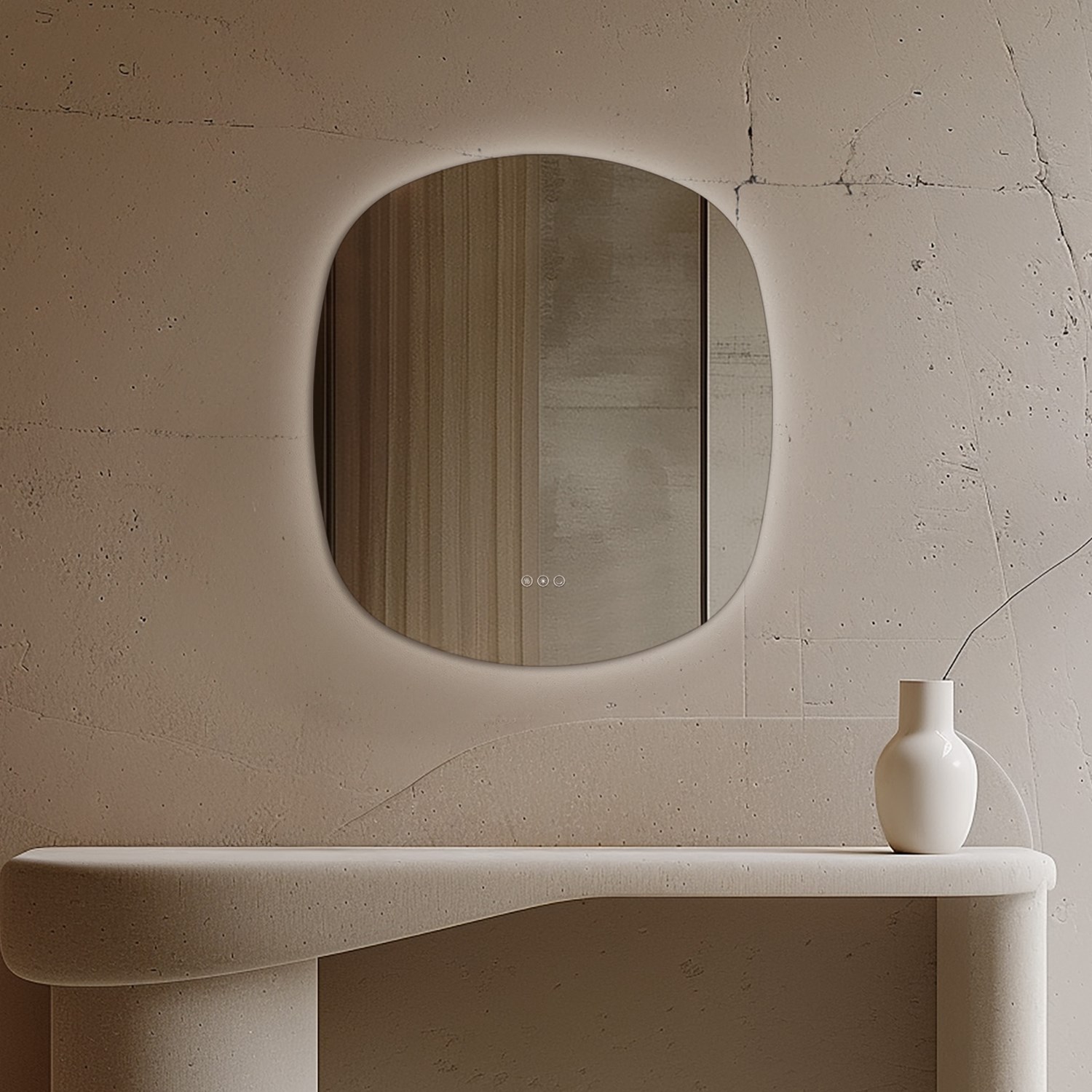 Claris Curve Oblong LED Illuminated Mirror Demister Pad 700 x 780mm