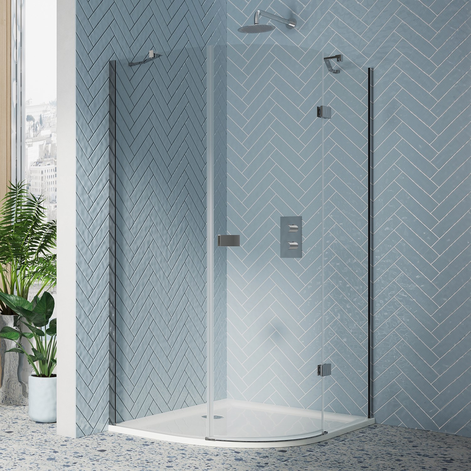 Harbour Clarity 6mm Frameless Chrome Easy Clean Quadrant Shower Enclosure