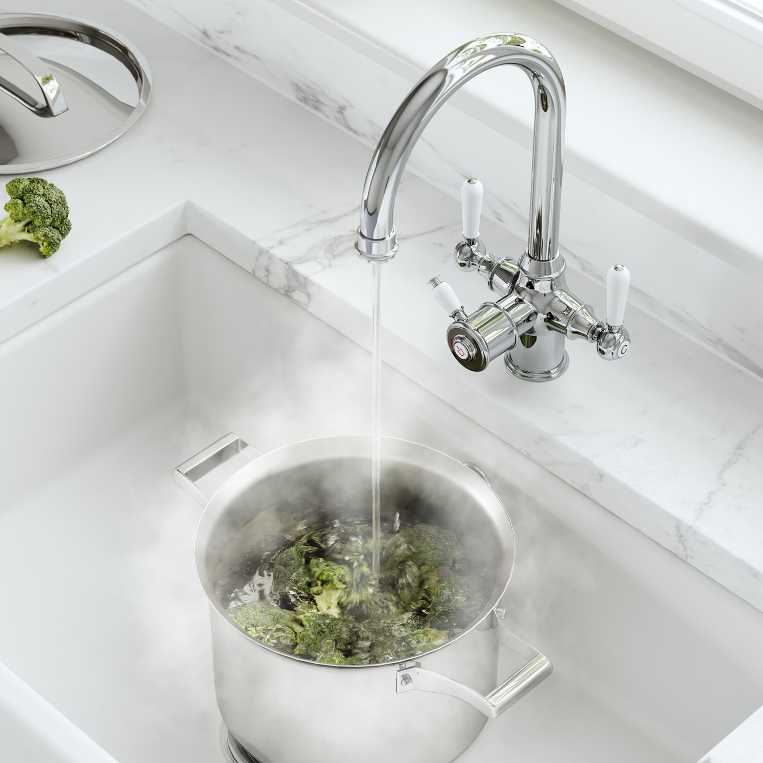Vellamo Rigel Traditional Cruciform 3-in-1 Instant Boiling Water Tap ...