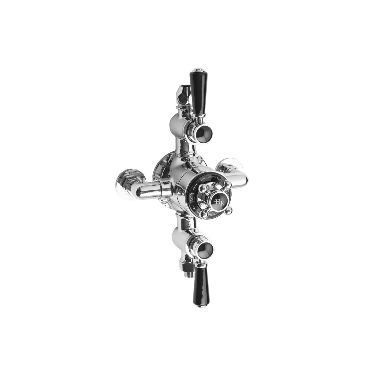 Hudson Reed Black Topaz Triple Exposed Thermostatic Shower Valve - Chrome/Black