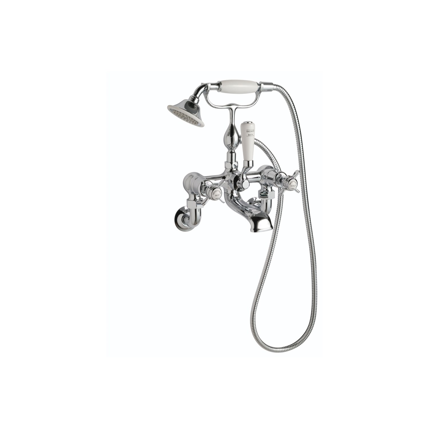 JTP Grosvenor Pinch Wall Mounted Bath Shower Mixer With Kit