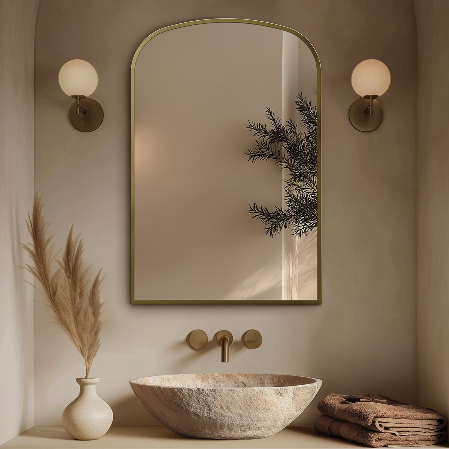 Origins Living Delphine Overmantle Arched Mirror - 600 x 900mm