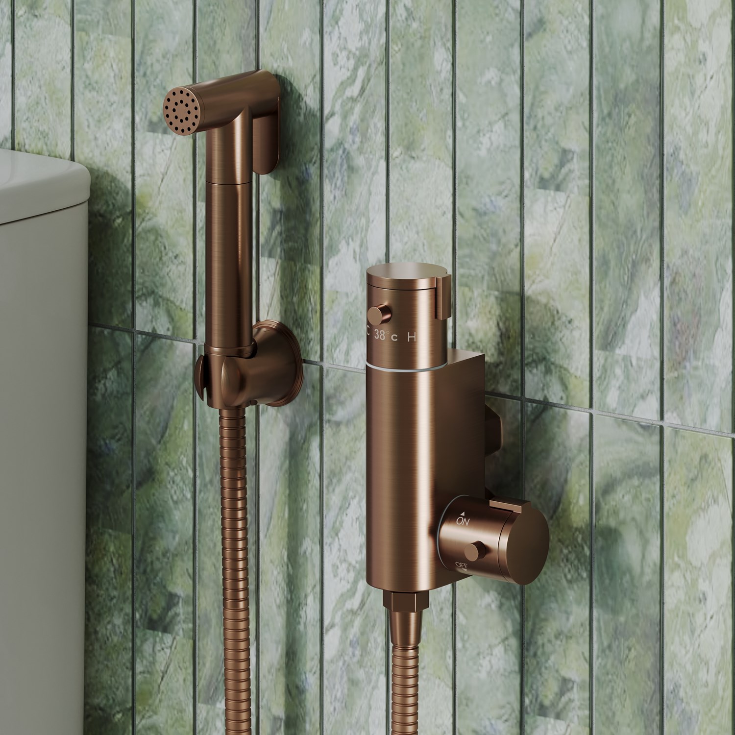 Core Round Douche Kit With Thermostatic Valve Brushed Bronze Tap core-round-douche-kit-with-thermostatic-valve-brushed-bronze-tap
