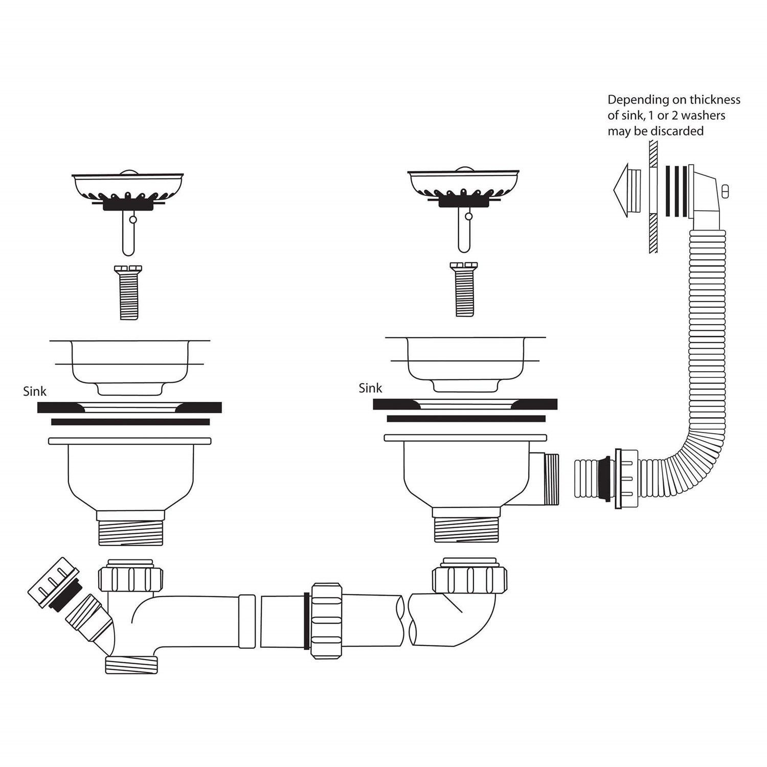 Caple Bowl Connection Kit and Stainless Steel Waste - Alternative Style ...