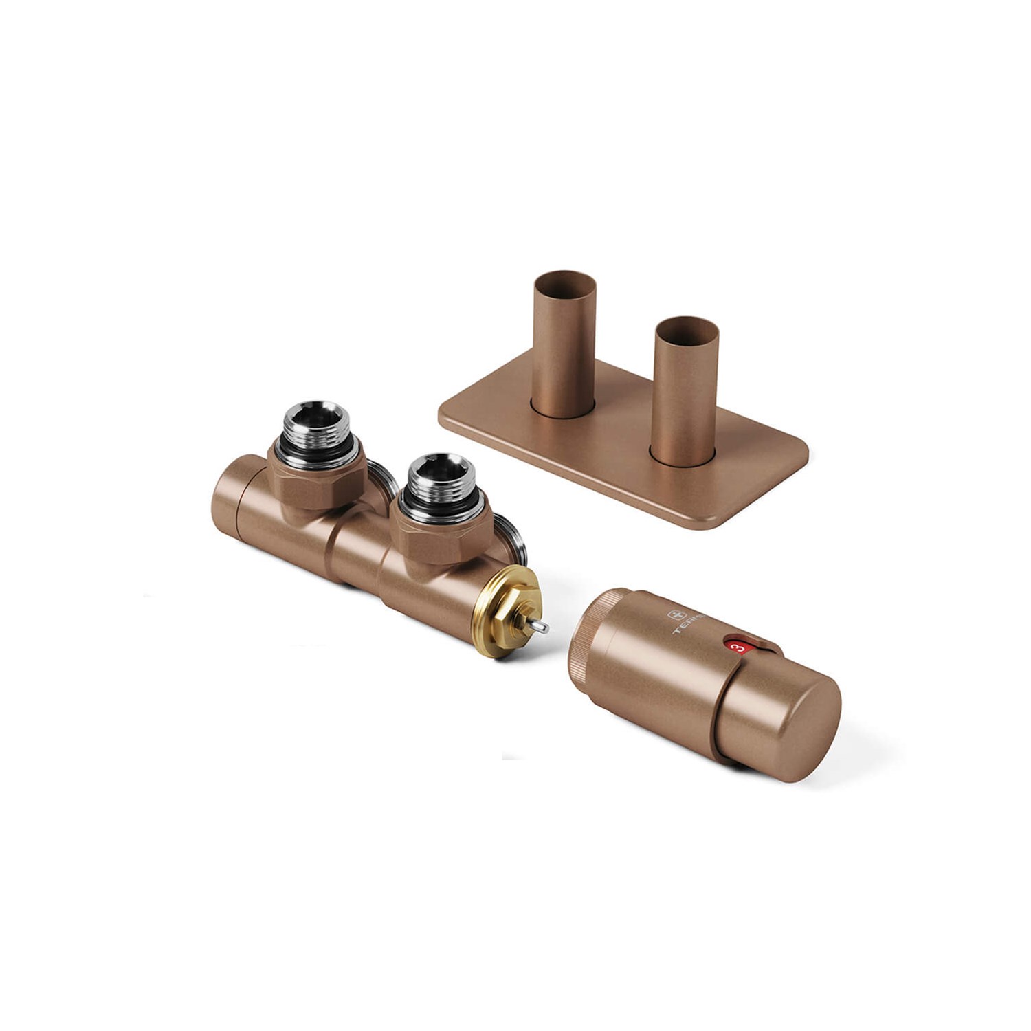 Terma Vario Twins All In One Integrated 50mm Valves with Pipe Masking Set