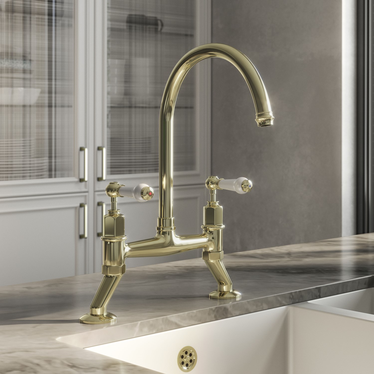 Butler & Rose Rosalyn Kitchen Bridge Kitchen Mixer Tap with Lever ...