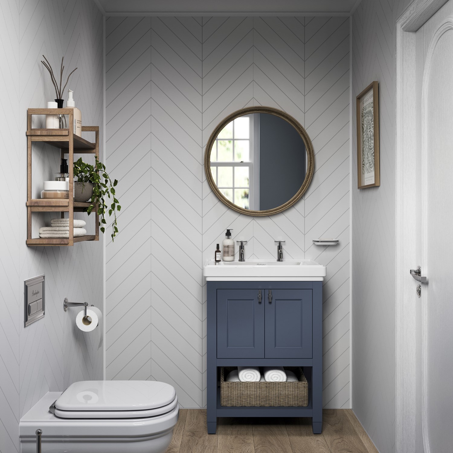 Snow White Satin Chevron Laminate Tile 2400 x 600mm