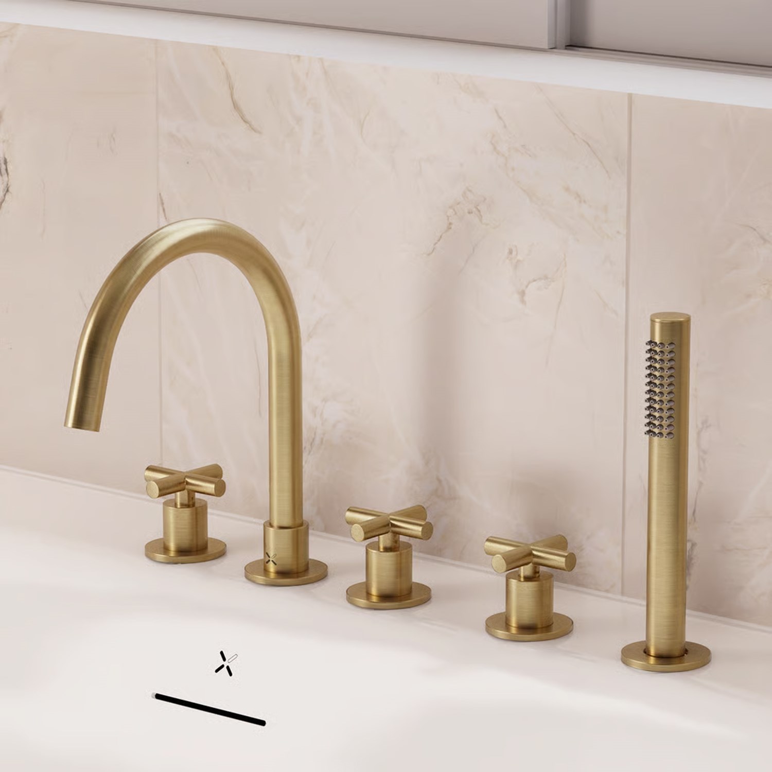 Crosswater MPRO 5 Hole Bath Mixer Tap & Shower Handset with Crosshead Handles