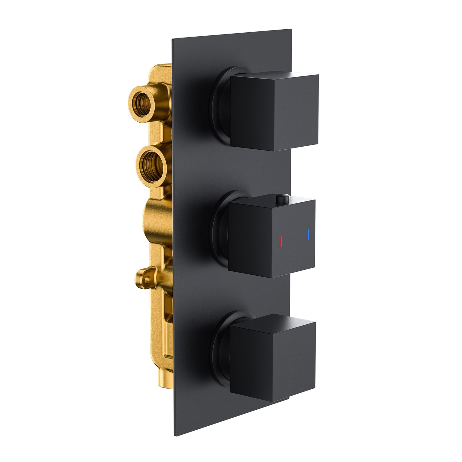 Harbour Status Matt Black Square 3 Outlet Concealed Thermostatic Mixer Valve