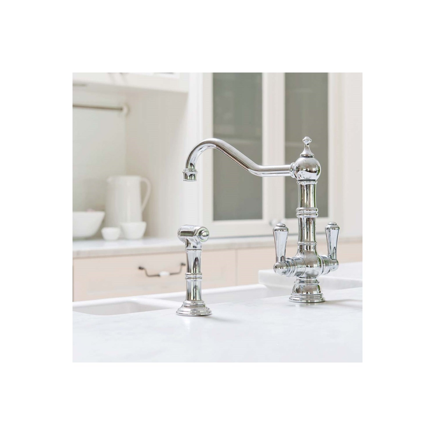 & Provence Twin Lever Mono Sink Mixer Pull Out Rinse