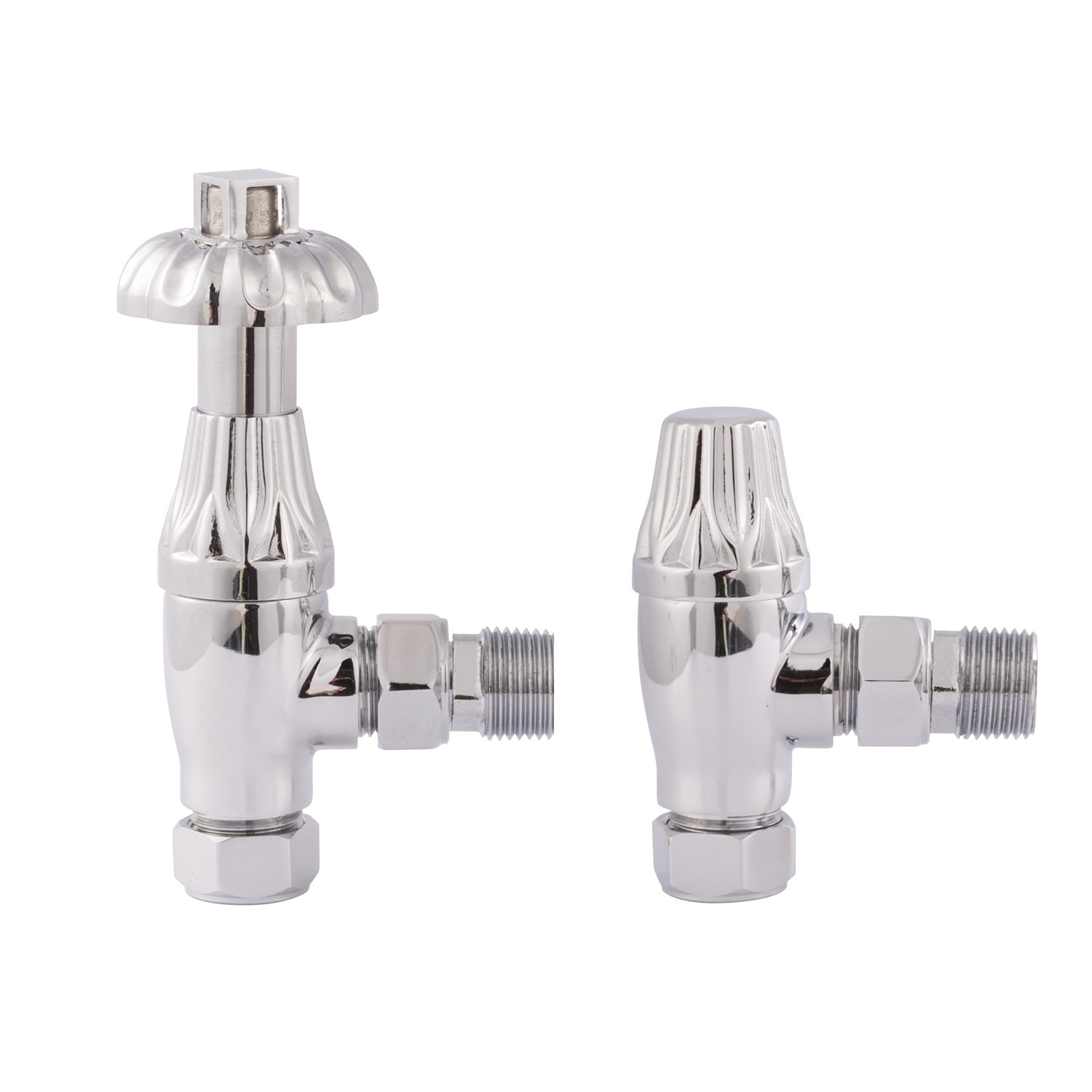 Chrome Traditional Metal Handle Angled Thermostatic Radiator Valve