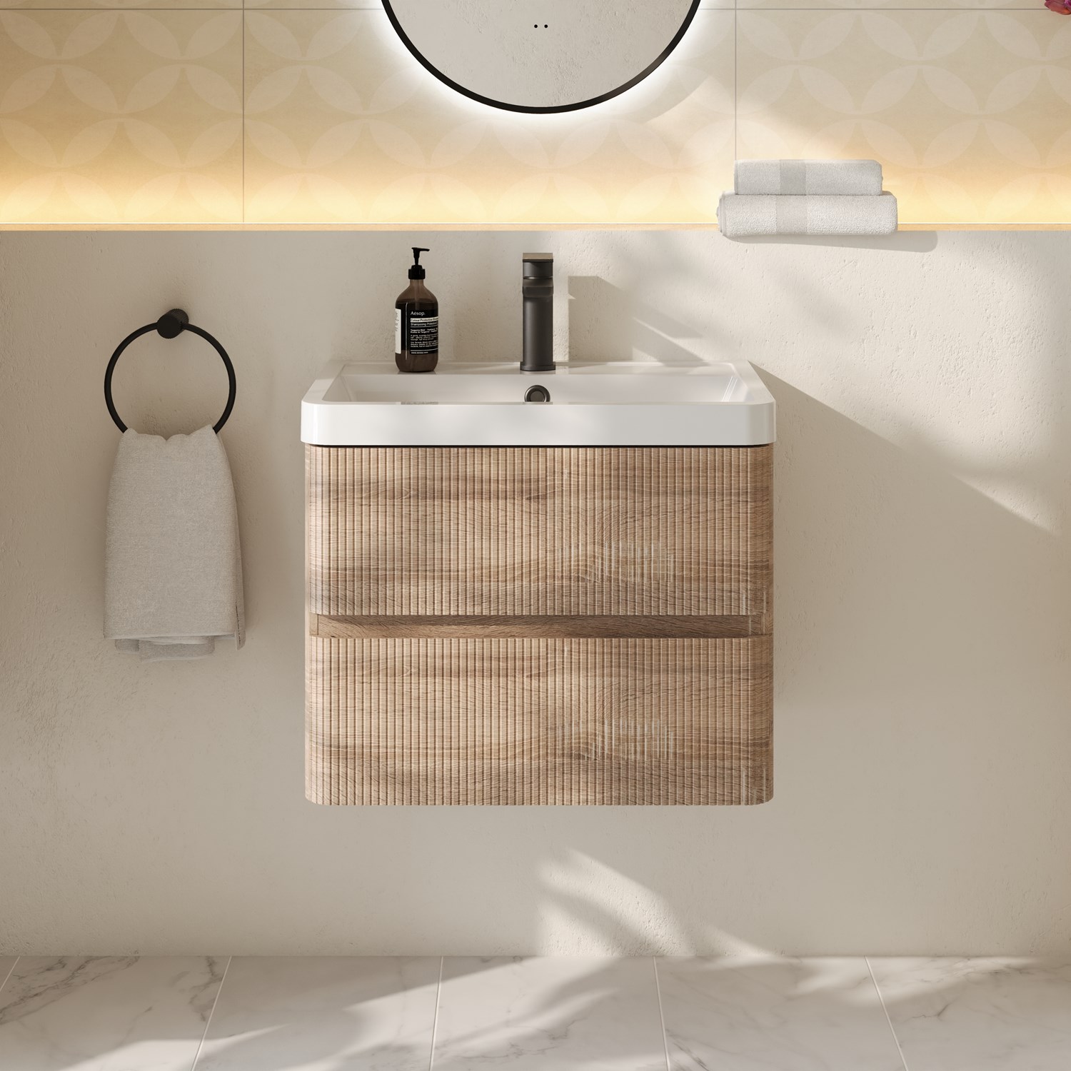 Drench Origin 600mm Fluted Wall Mounted Vanity Unit & Basin