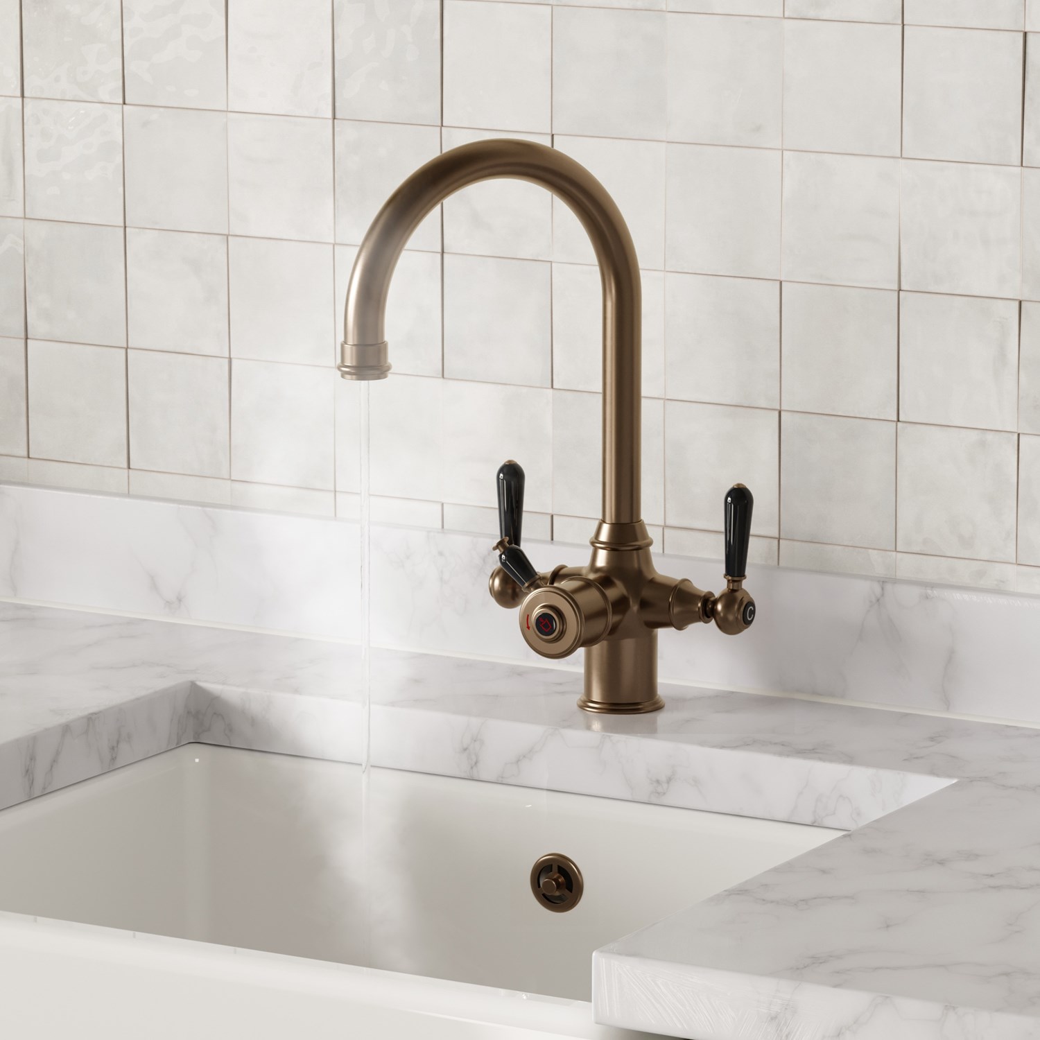 Vellamo Rigel Traditional Cruciform 3-in-1 Instant Boiling Water Tap ...