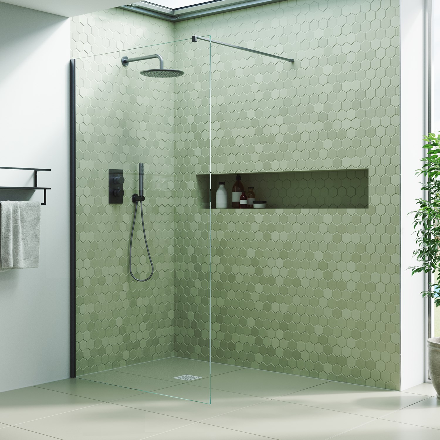 Harbour i10 10mm Easy Clean 2m Tall Wetroom Panel - Gunmetal