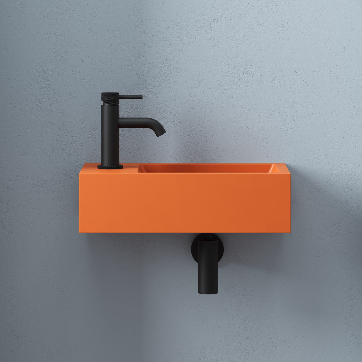 Harbour Concrete 400mm Wall Hung Cloakroom Basin Burnt Orange Tap harbour-concrete-400mm-wall-hung-cloakroom-basin-burnt-orange-tap