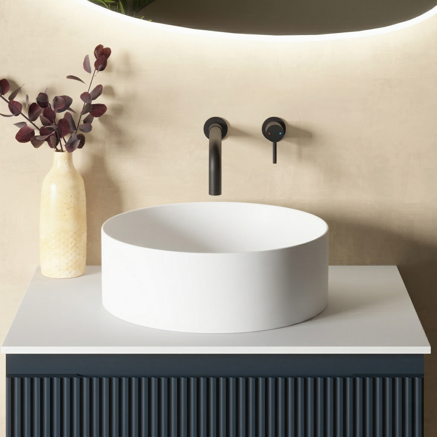 Sophia Matt White Round Countertop Basin - 355mm